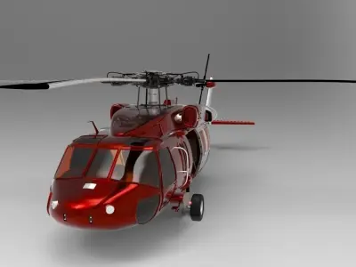 Red Helicopter Low-poly 3D model