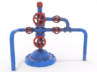 Oil Pumpjack Wellhead 1 Low-poly 3D model