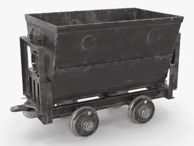 Worn Mine Wagon Black 3D model purchase
