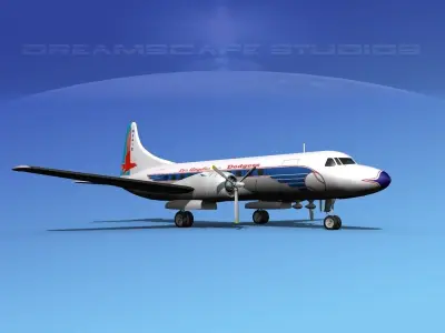 Convair CV-340 LA Dodgers 3D model