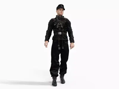 German Panzer Crew Soldier WWII Low-poly 3D model