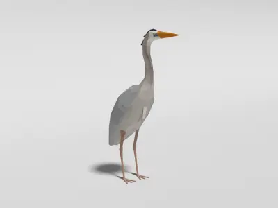 Low Poly Cartoon Great Blue Heron Low-poly 3D model