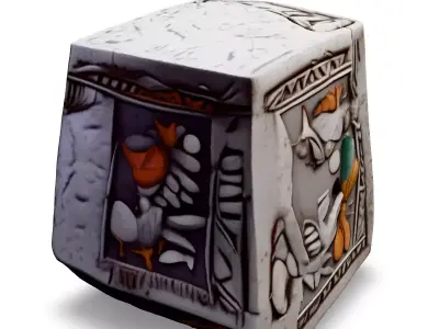 Ancient Carved Stone Artifact Low-poly 3D model