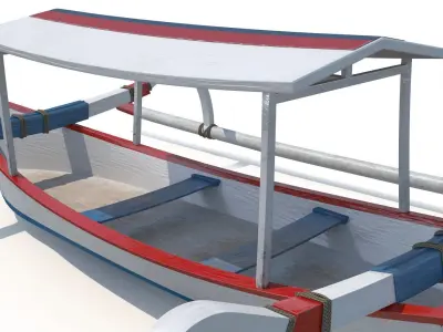 Traditional Bali Boat Jukung Low-poly 3D model