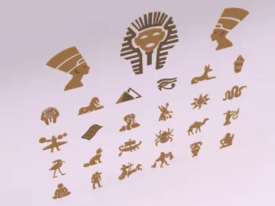 Egyptian Symbols - 010 Low-poly 3D model