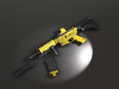 Cyberpunk Rifle MA41 Low-poly 3D model