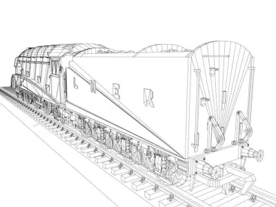 Mallard Steam Train Low-poly 3D model