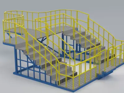 Modular Industrial Staircase with Platform Steel Structure 3D model