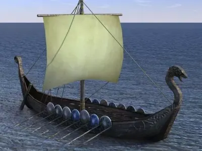 Viking ship Low-poly 3D model