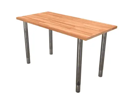 Gerton hickory kitchen table with stainless steel legs Free 3D model