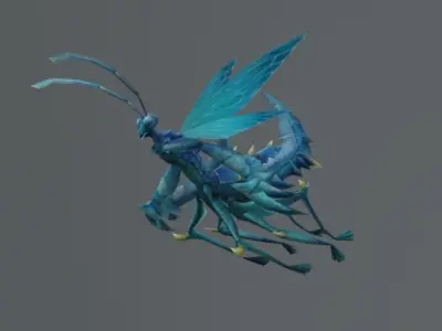 Blue Ray Mantis Fantasy Low-poly 3D model