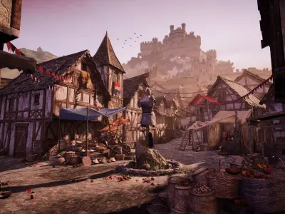 Medieval Village Environment-Camelot Low-poly 3D model