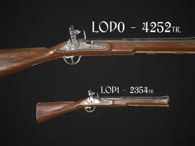 Flintlock Blunderbuss 01 Classic Low-poly 3D model