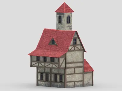 Medieval Building 03 Low Poly PBR Realistic Low-poly 3D model