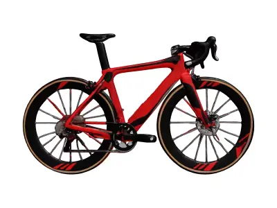 Carbon Fiber Bicycle Frame Red Scratches 3D model