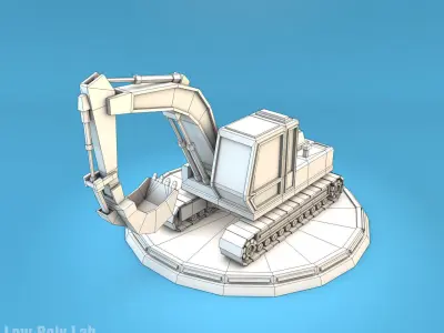 Low Poly Excavator Low-poly 3D model