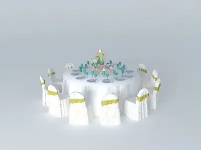 Feast table and chair Free 3D model