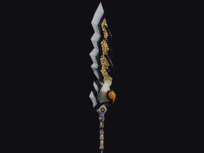 Sword Magical Cutting Fantasy Melee Dagger Iron Blade Saber Gold Low-poly 3D model