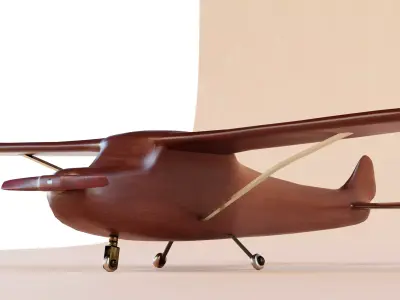Wooden Airplane Low-poly 3D model