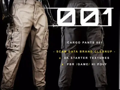 Cargo Pants 001 Low-poly 3D model