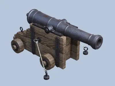 old ship cannon Low-poly 3D model