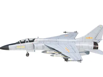 PBR Xian JH-7A flounder Fighter Bomber PLA FBC-1 Fighter jet Low-poly 3D model