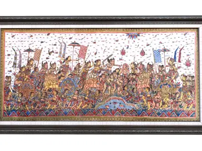 Balinese picture green frame war slaughter Low-poly 3D model