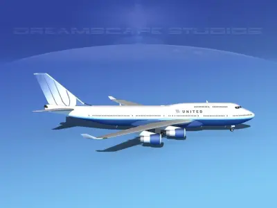 Boeing 747-400 United Airlines 3 3D model