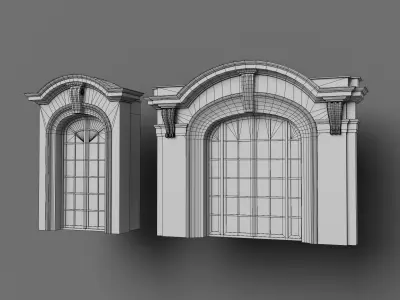 Collection of Classical Dormer Windows Low-poly 3D model