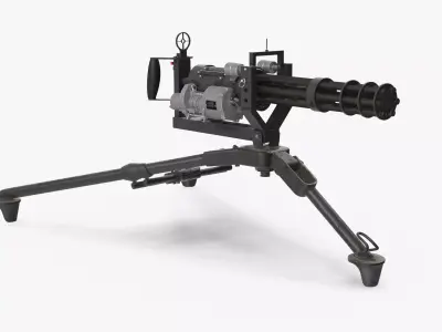 M134 Minigun Tripod Mounted Dirt Low-poly 3D model
