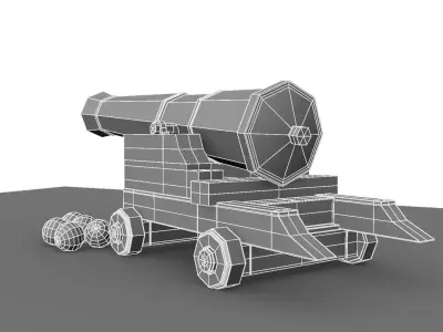 Canon cannon on wheels 3D model