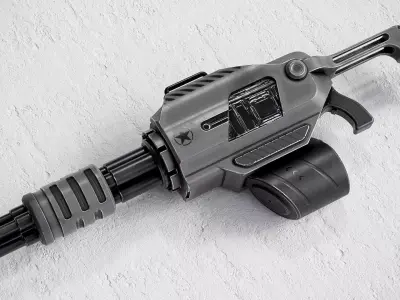 Sci-fi Minigun PBR Low-poly 3D model
