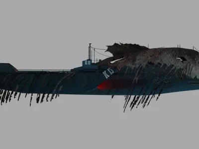 Submarine camouflaged with fish skin - Queen of Depths 3D model