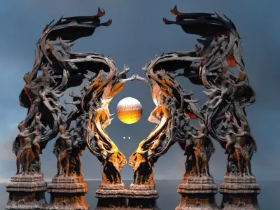 Dantes Inferno Great Dance sculpture 5 Low-poly 3D model