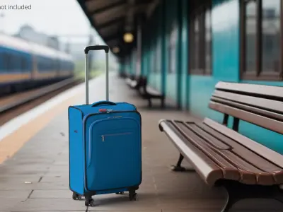 Red Combination Lock on Blue Suitcase 3D model