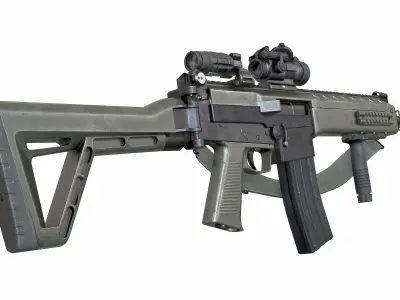 Vertical Foregrip and Rifle Sling Low-poly 3D model