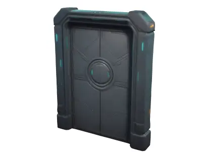 Simple low poly scifi door 3D model purchase
