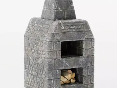 Oven - Medieval Stone Stove Low-poly 3D model