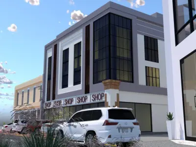 Modern Retail and Office Building A19 DWG  3D SketchUp 3D model