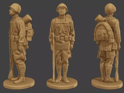 Russian soldier ww2 R1 000 Free 3D print model