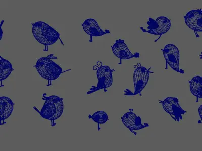 Stylish a bunch of birds Low-poly 3D model