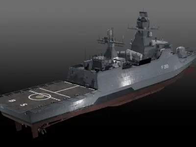 German Braunschweig class corvette game-ready Low-poly 3D model