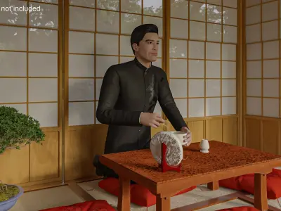 Man Having Tea Ceremony 3D model