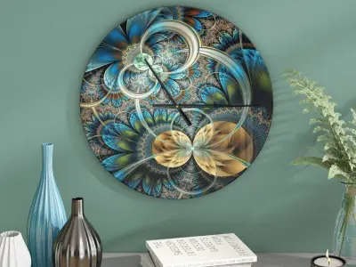 Symmetrical Fractal Flower Wall Clock Free 3D model