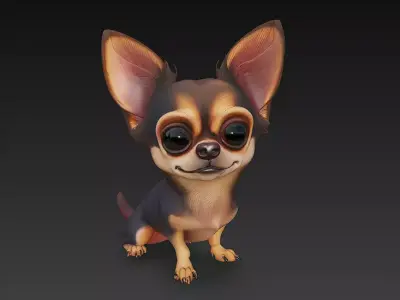 Chihuahua Dog Realistic 3D Model - Low Poly Realistic Low-poly 3D model
