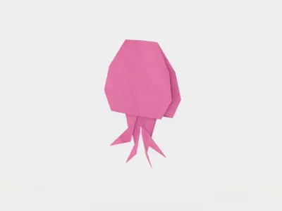 Origami Jelly fish Low-poly 3D model