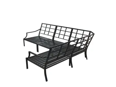 Bench10 wrought iron sectional sofa Low-poly 3D model