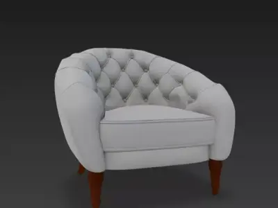 Modern Tufted Barrel Armchair Free 3D model