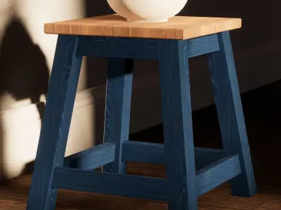 Wooden Table Stool  Free 3D model