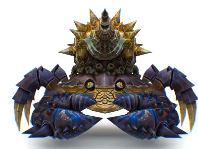 Blue Giant Crab Shell Crayfish Arthropods Sea Animal Low-poly 3D model